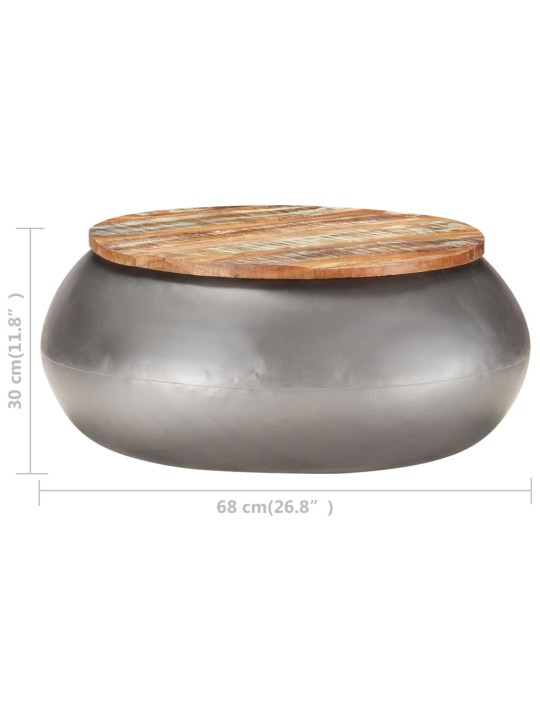 Konferenční stolek šedý 68x68x30 cm masivní recyklované dřevo