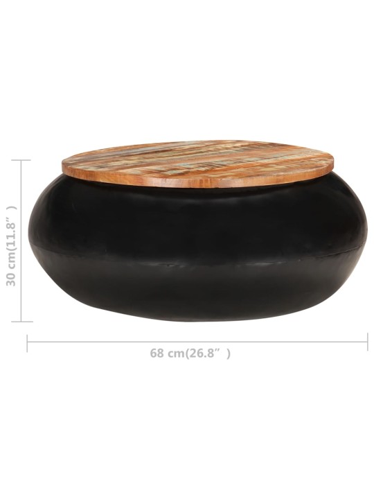 Konferenční stolek černý 68x68x30 cm masivní recyklované dřevo