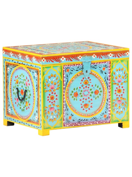Ručně malovaný úložný box 50 x 40 x 40 cm masivní mangovník
