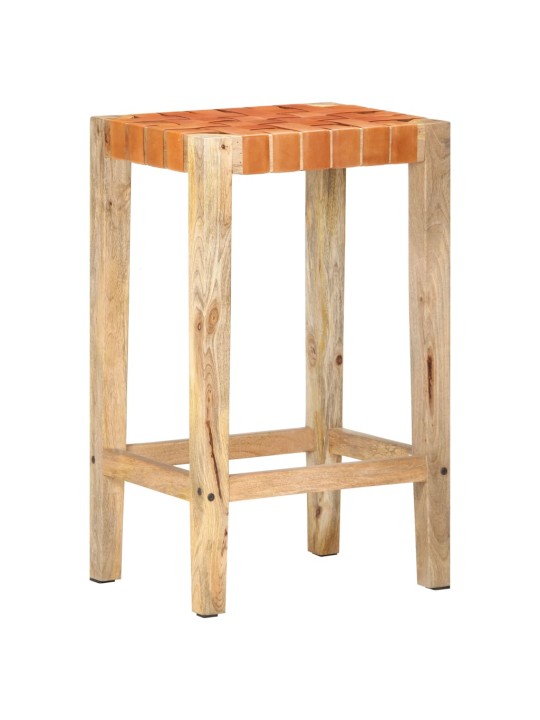Barové stoličky 2 ks hnědé pravá kůže 75 cm