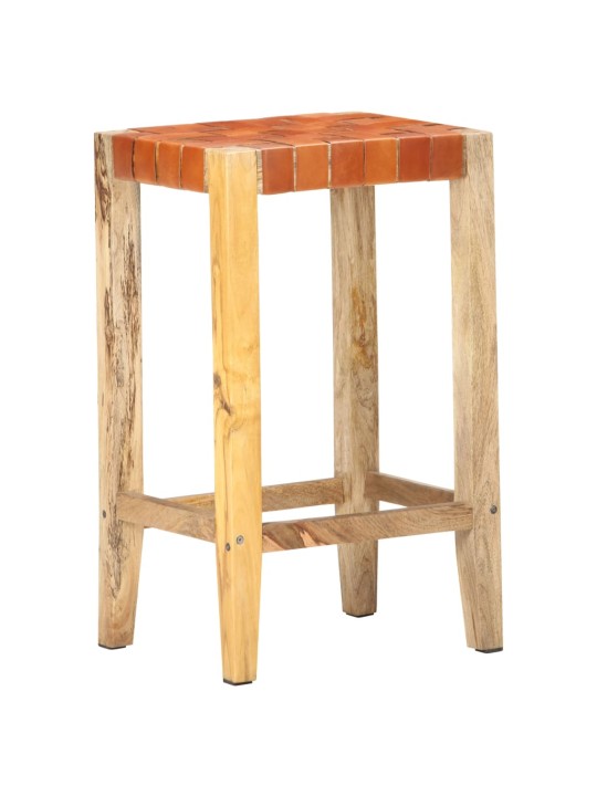 Barové stoličky 2 ks hnědé pravá kůže 75 cm