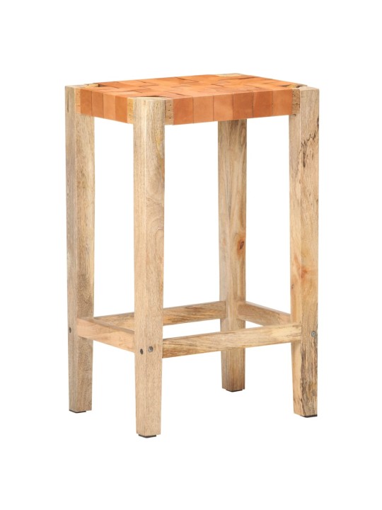 Barové stoličky 2 ks hnědé pravá kůže 75 cm
