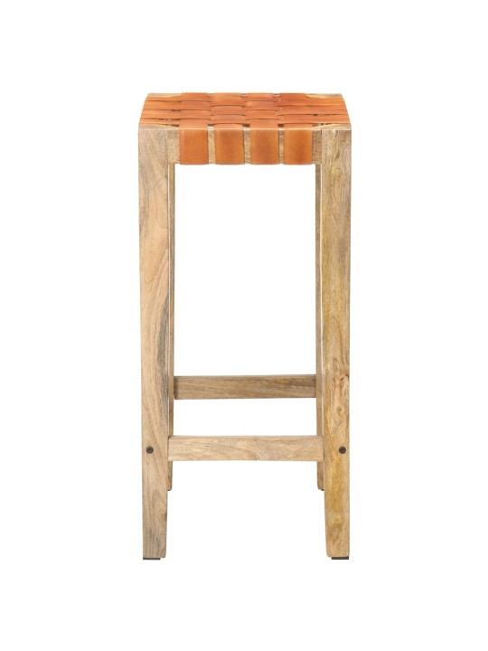 Barové stoličky 2 ks hnědé pravá kůže 75 cm