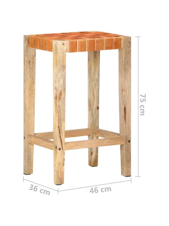 Barové stoličky 2 ks hnědé pravá kůže 75 cm