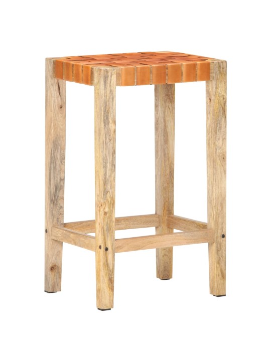 Barové stoličky 2 ks hnědé pravá kůže 75 cm
