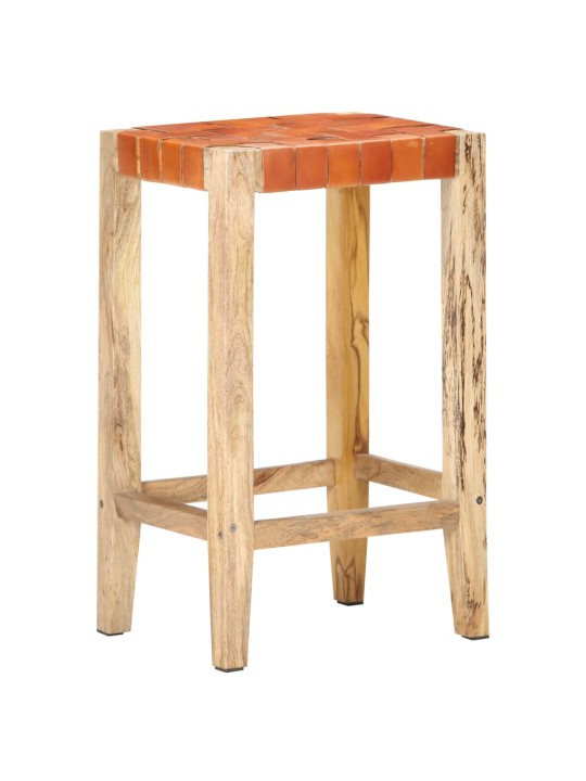 Barové stoličky 2 ks hnědé pravá kůže 75 cm