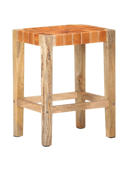 Barové stoličky 2 ks hnědé pravá kůže 60 cm