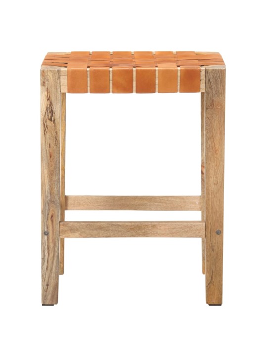 Barové stoličky 2 ks hnědé pravá kůže 60 cm