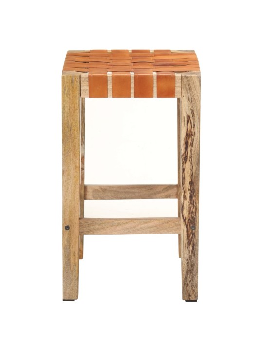 Barové stoličky 2 ks hnědé pravá kůže 60 cm