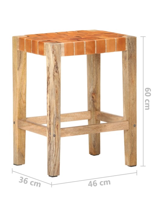 Barové stoličky 2 ks hnědé pravá kůže 60 cm