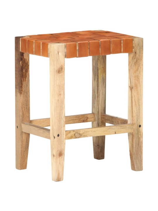 Barové stoličky 2 ks hnědé pravá kůže 60 cm