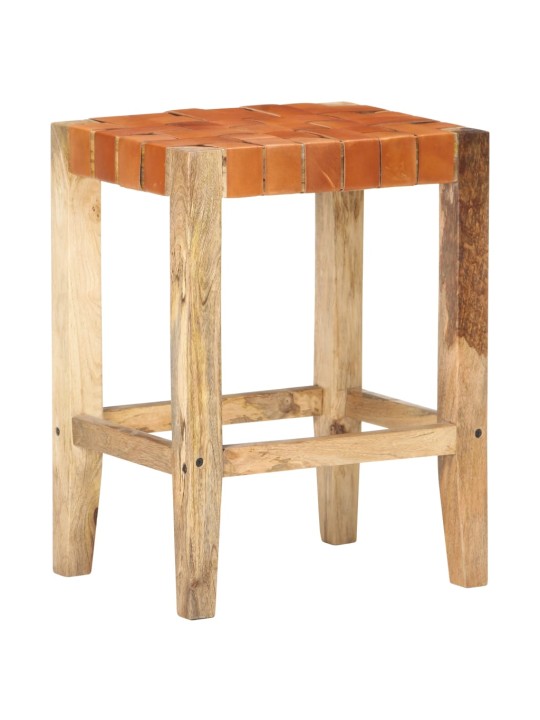 Barové stoličky 2 ks hnědé pravá kůže 60 cm