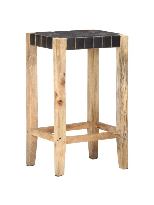 Barové stoličky 2 ks černé pravá kůže 75 cm