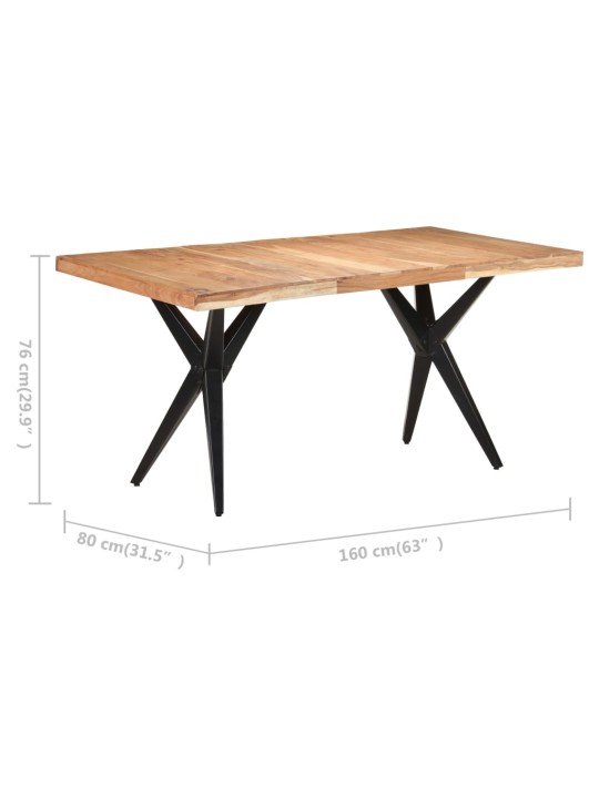 Jídelní stůl 160 x 80 x 76 cm masivní akáciové dřevo