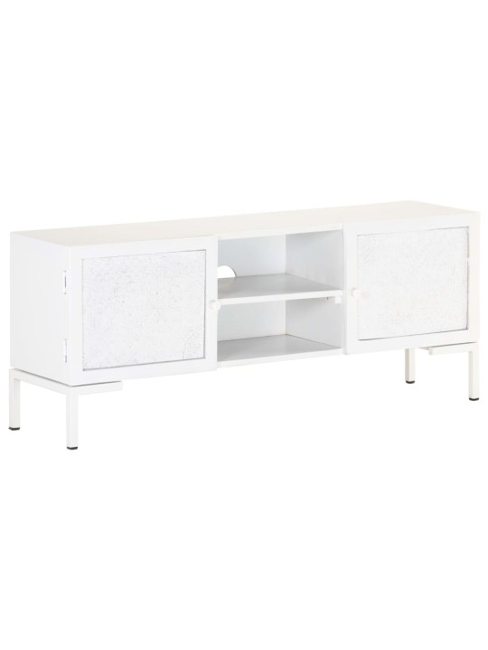 TV stolek bílý 115 x 30 x 46 cm masivní mangovníkové dřevo