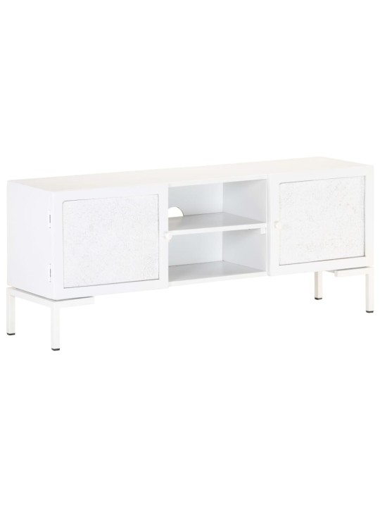 TV stolek bílý 115 x 30 x 46 cm masivní mangovníkové dřevo