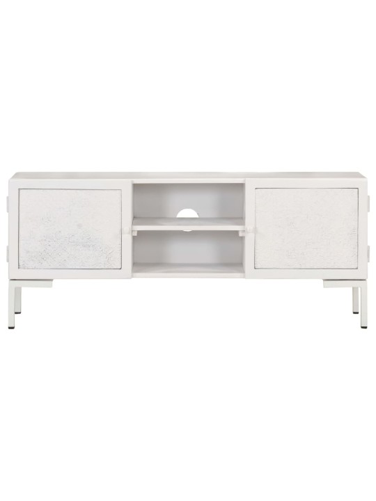 TV stolek bílý 115 x 30 x 46 cm masivní mangovníkové dřevo