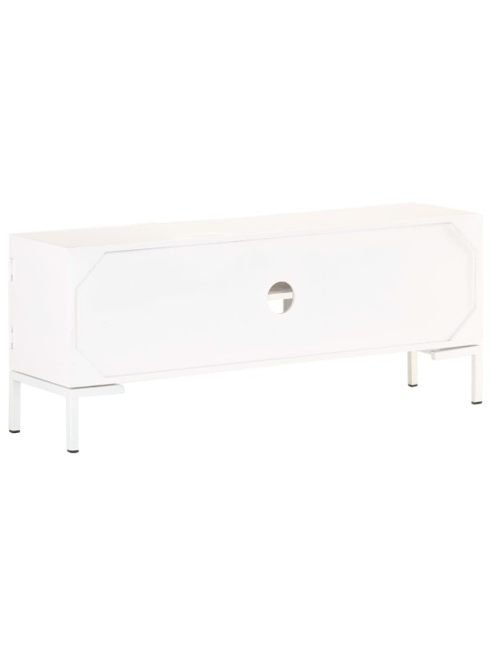 TV stolek bílý 115 x 30 x 46 cm masivní mangovníkové dřevo