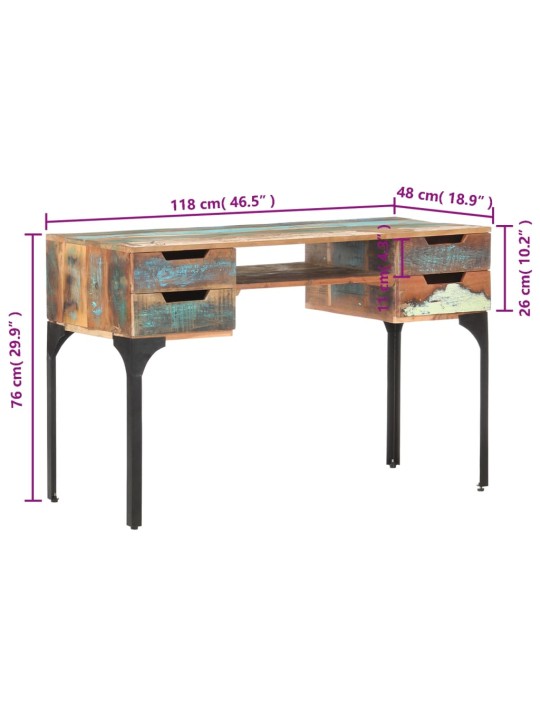 Psací stůl 118 x 48 x75 cm masivní recyklované dřevo