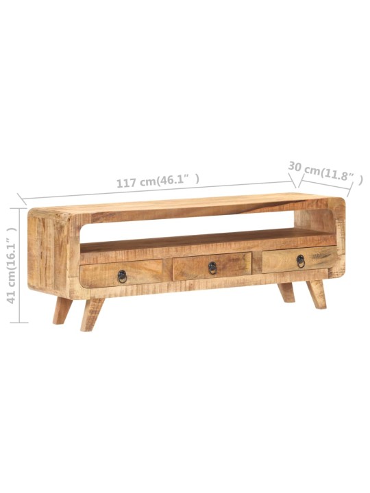 TV stolek 117 x 30 x 41 cm masivní hrubé mangovníkové dřevo