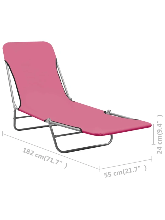 Skládací zahradní lehátka 2 ks ocel a textil růžová