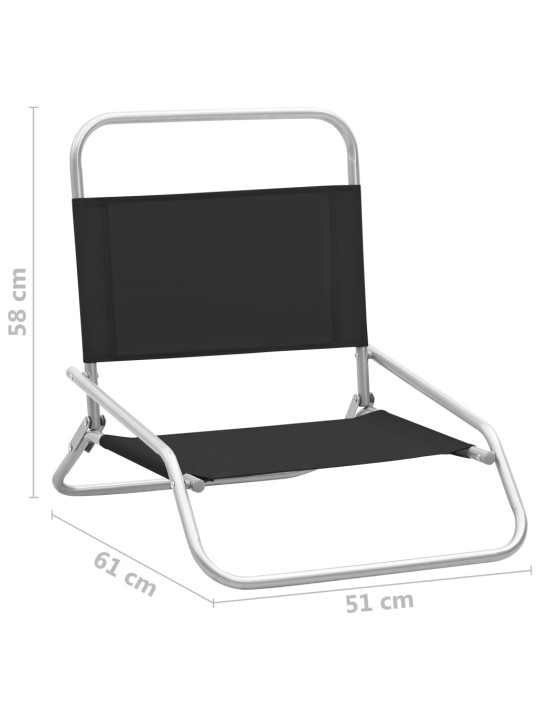 Skládací plážové židle 2 ks textil černé