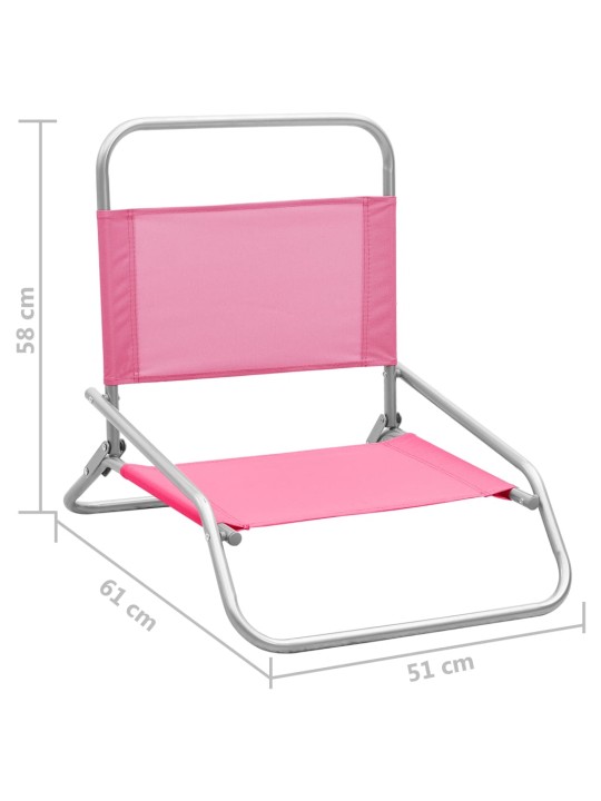 Skládací plážová křesla 2 ks růžová textil