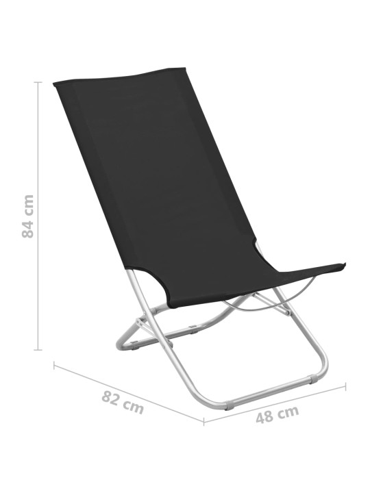Skládací plážové židle 2 ks textil černé