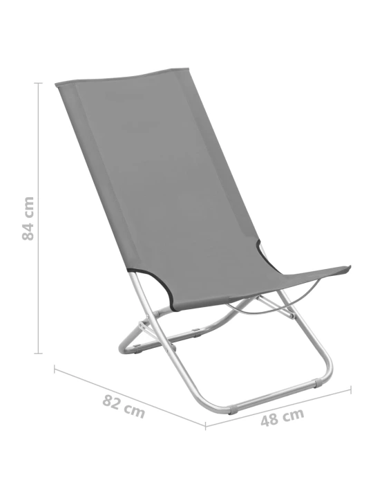 Skládací plážová křesla 2 ks šedá textil