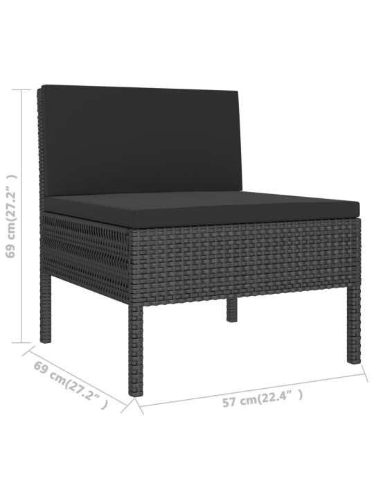Zahradní křesla 3 ks s poduškami polyratan černá