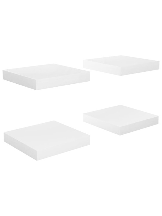 Plovoucí nástěnné police 4 ks lesklé bílé 23x23,5x3,8 cm MDF