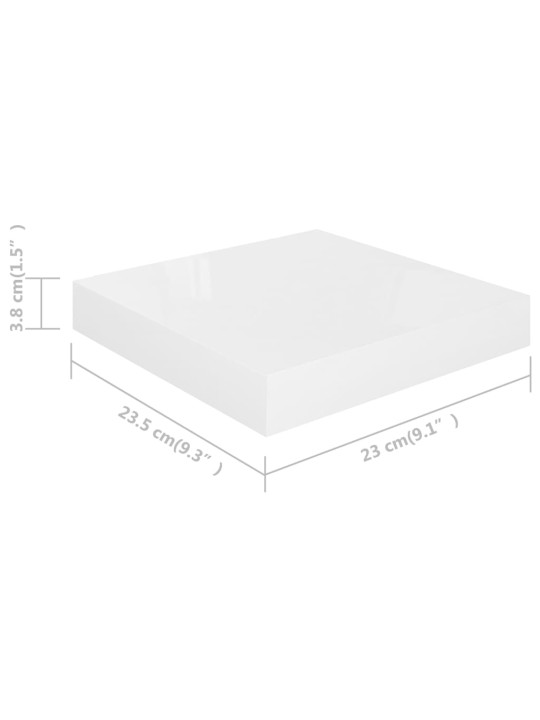Plovoucí nástěnné police 4 ks lesklé bílé 23x23,5x3,8 cm MDF