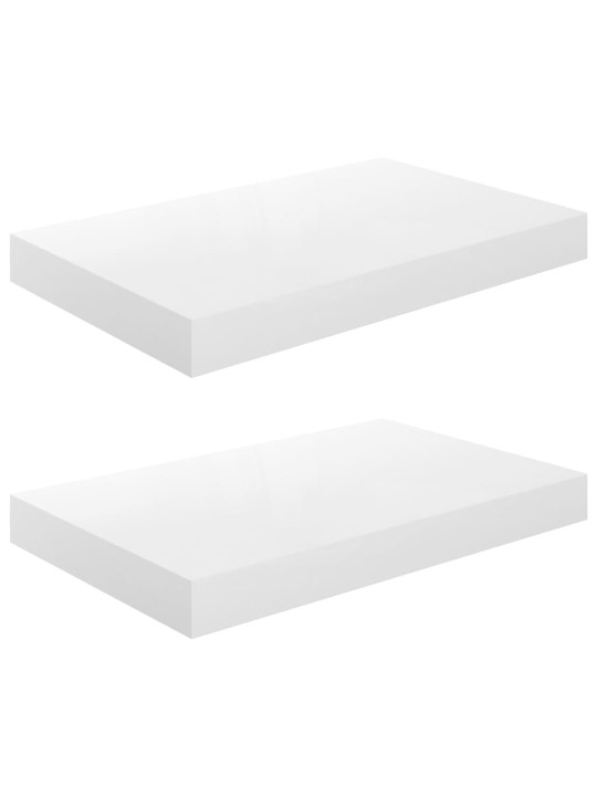 Plovoucí nástěnné police 2 ks bílé vysoký lesk 40x23x3,8 cm MDF