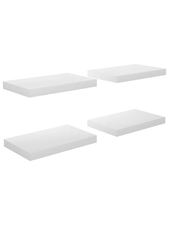 Plovoucí nástěnné police 4 ks bílé vysoký lesk 40x23x3,8 cm MDF