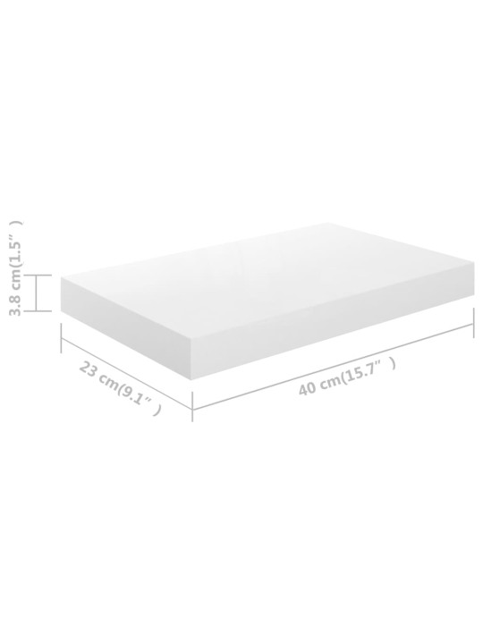 Plovoucí nástěnné police 4 ks bílé vysoký lesk 40x23x3,8 cm MDF