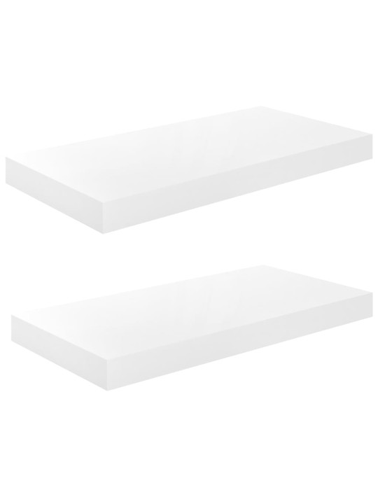 Plovoucí nástěnné police 2 ks bílé vysoký lesk 50x23x3,8 cm MDF