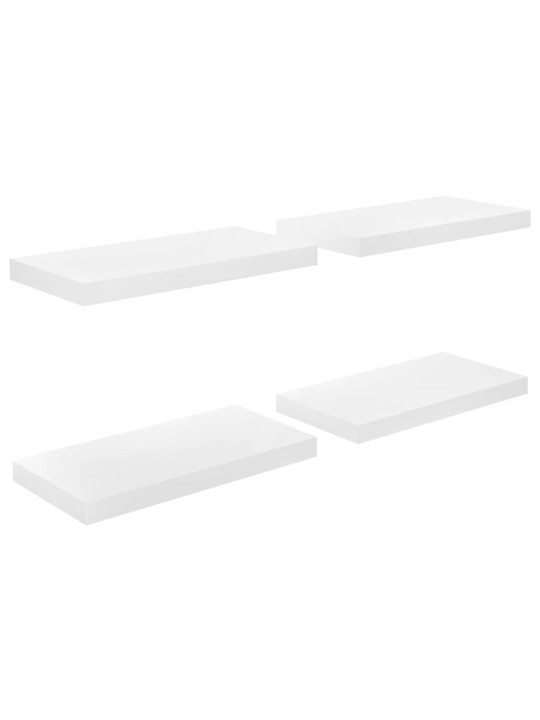 Plovoucí nástěnné police 4 ks bílé vysoký lesk 50x23x3,8 cm MDF