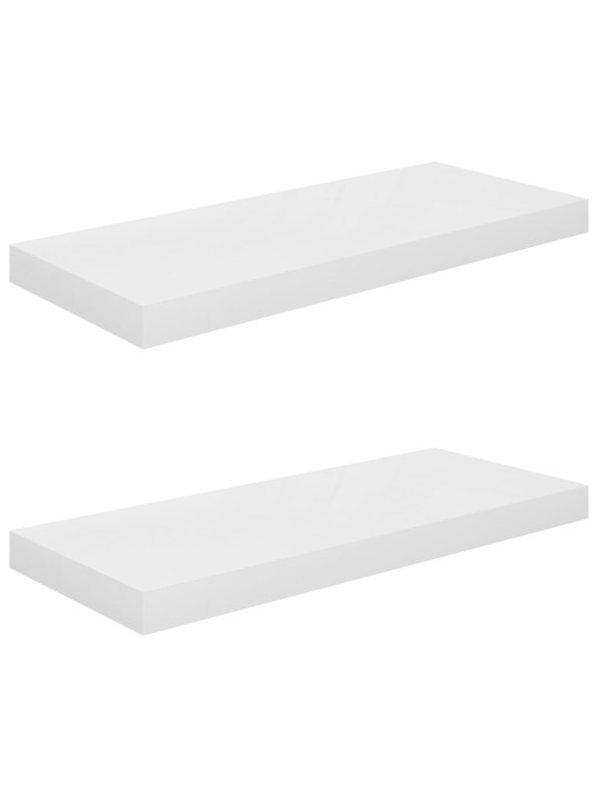 Plovoucí nástěnné police 2 ks lesklé bílé 60x23,5x3,8 cm MDF