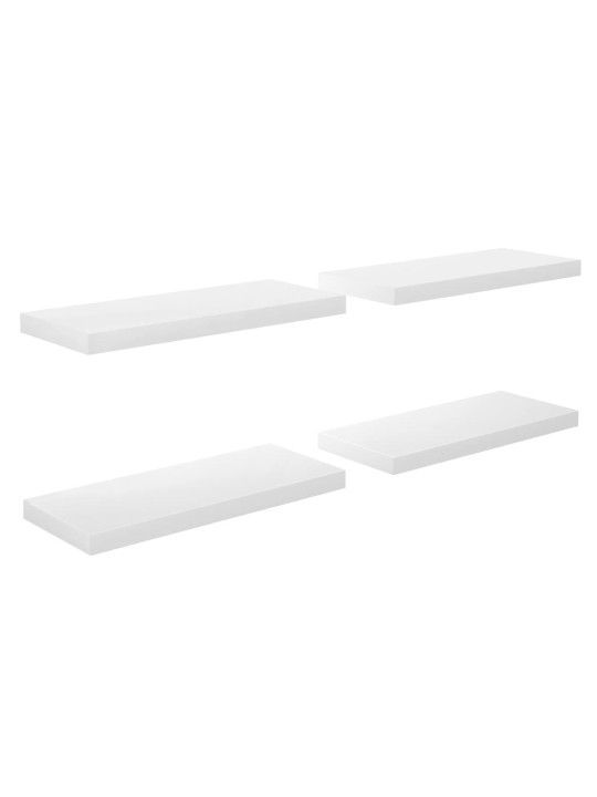 Plovoucí nástěnné police 4 ks lesklé bílé 60x23,5x3,8 cm MDF