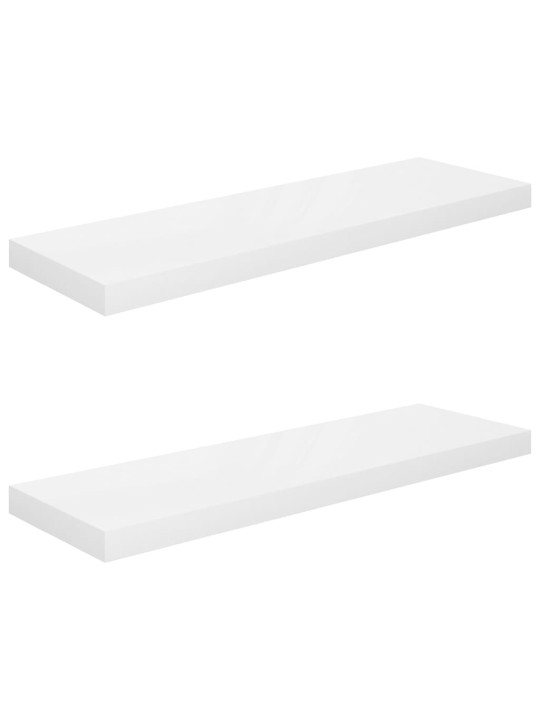 Plovoucí nástěnné police 2 ks lesklé bílé 80x23,5x3,8 cm MDF