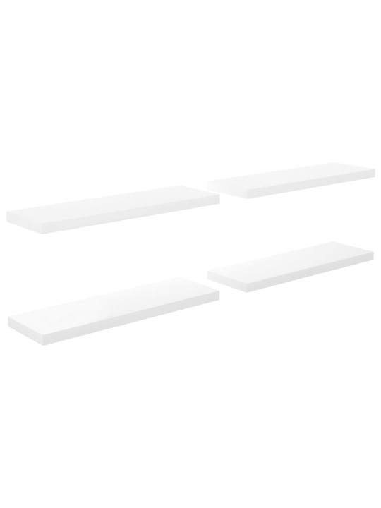 Plovoucí nástěnné police 4 ks lesklé bílé 80x23,5x3,8 cm MDF