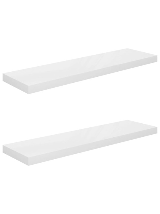 Plovoucí nástěnné police 2 ks lesklé bílé 90x23,5x3,8 cm MDF
