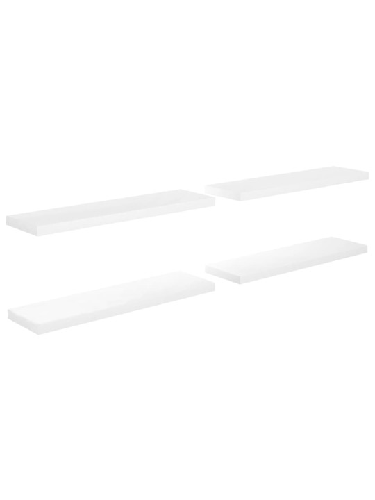 Plovoucí nástěnné police 4 ks lesklé bílé 90x23,5x3,8 cm MDF