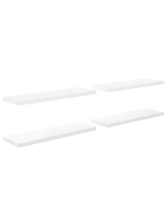Plovoucí nástěnné police 4 ks lesklé bílé 120x23,5x3,8 cm MDF