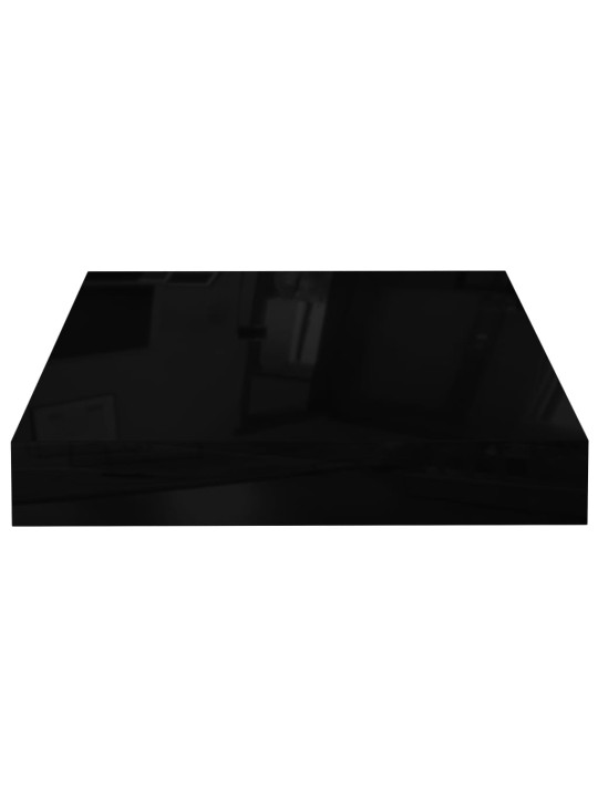 Plovoucí nástěnná police černá vysoký lesk 23x23,5x3,8 cm MDF