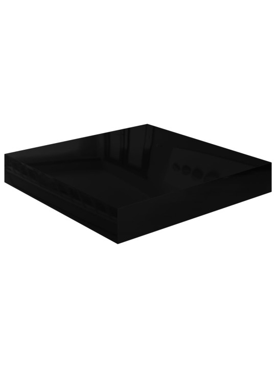 Plovoucí nástěnné police 4 ks lesklé černé 23x23,5x3,8 cm MDF