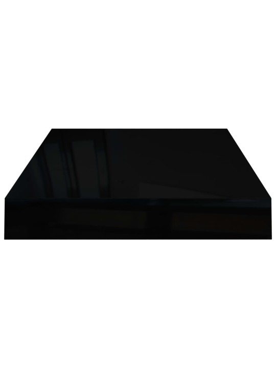 Plovoucí nástěnná police černá vysoký lesk 40 x 23 x 3,8 cm MDF
