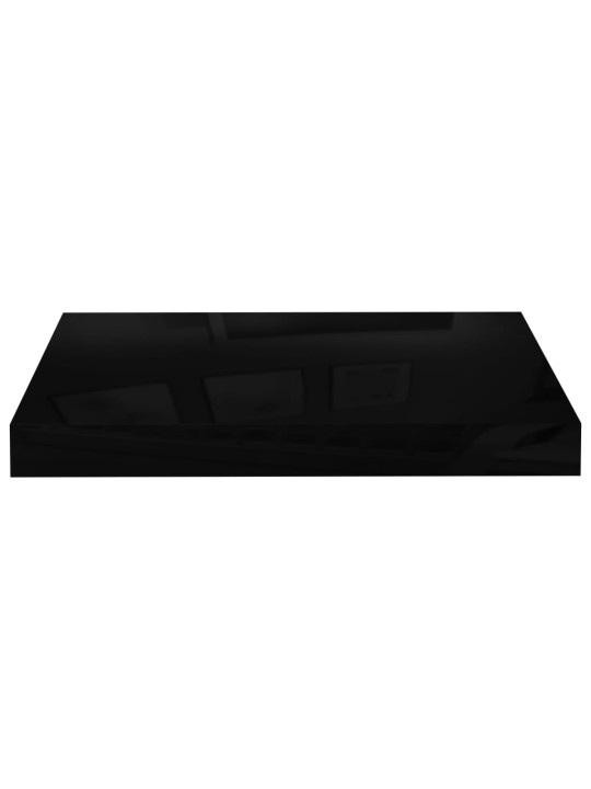 Plovoucí nástěnné police 4 ks lesklé černé 40 x 23 x 3,8 cm MDF