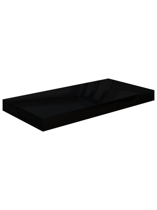 Plovoucí nástěnná police černá vysoký lesk 50 x 23 x 3,8 cm MDF