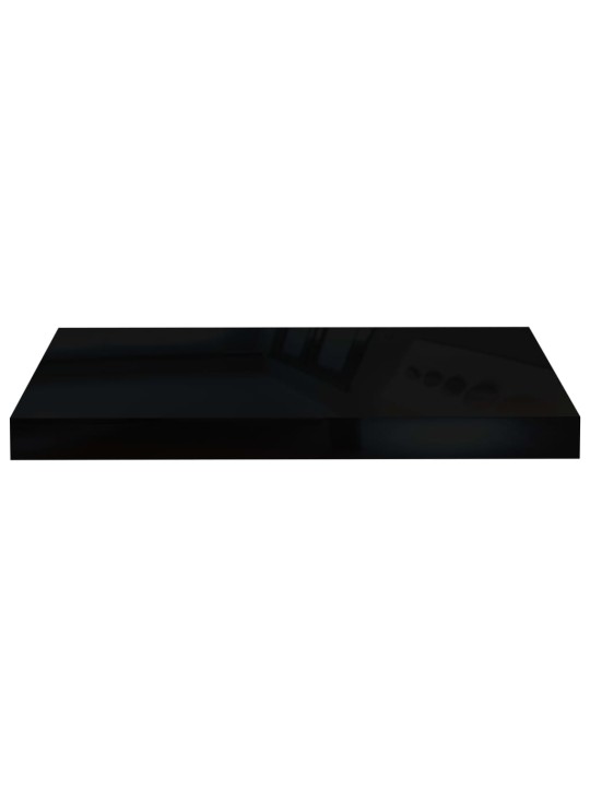 Plovoucí nástěnná police černá vysoký lesk 50 x 23 x 3,8 cm MDF